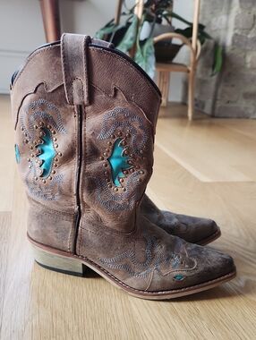 Smoky Mountain Boots Moon Bay Western Boots Brown & Turquoise US 3 C
